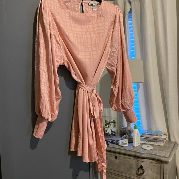 Satin Textured Balloon Sleeve Dress, NWT - Picture 2 of 2